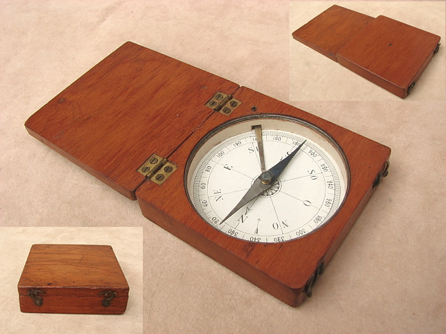 Edwardian Oak cased pocket compass